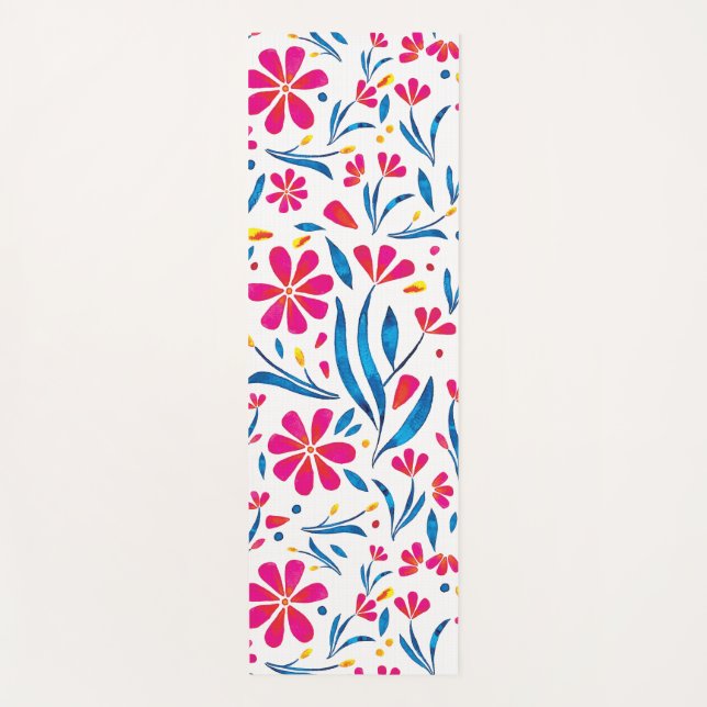 Personalized Uplifting Floral Pattern Yoga Mat (Front)