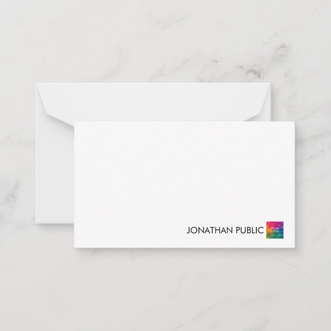 Personalized Upload Company Logo Here Your Name Note Card (Front)