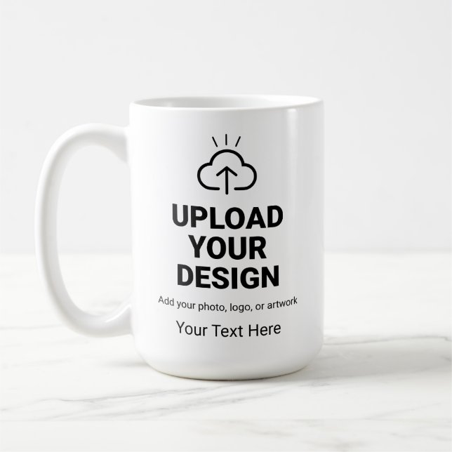 Personalized Upload Your Design and Text Coffee Mug (Left)