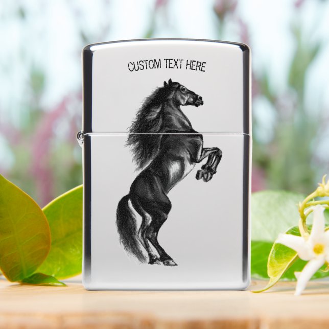 Personalized Upright Black Horse Zippo Lighters | Zazzle