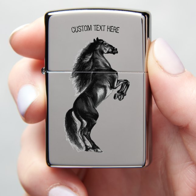 Personalized Upright Black Horse Zippo Lighters | Zazzle