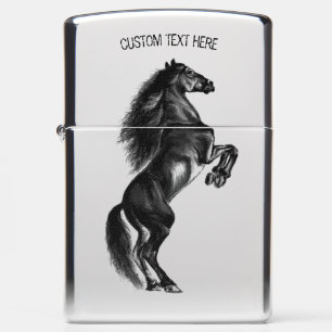 Personalized Upright Black Horse Zippo Lighters