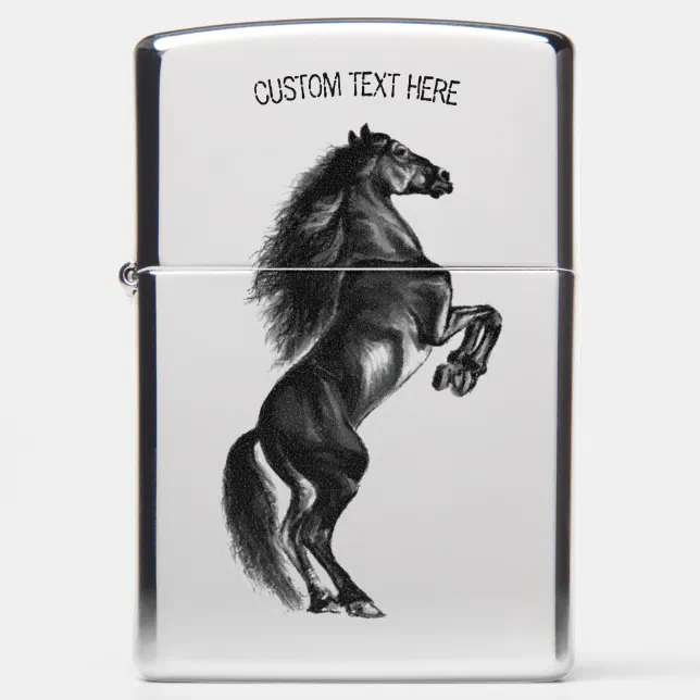 Personalized Upright Black Horse Zippo Lighters | Zazzle