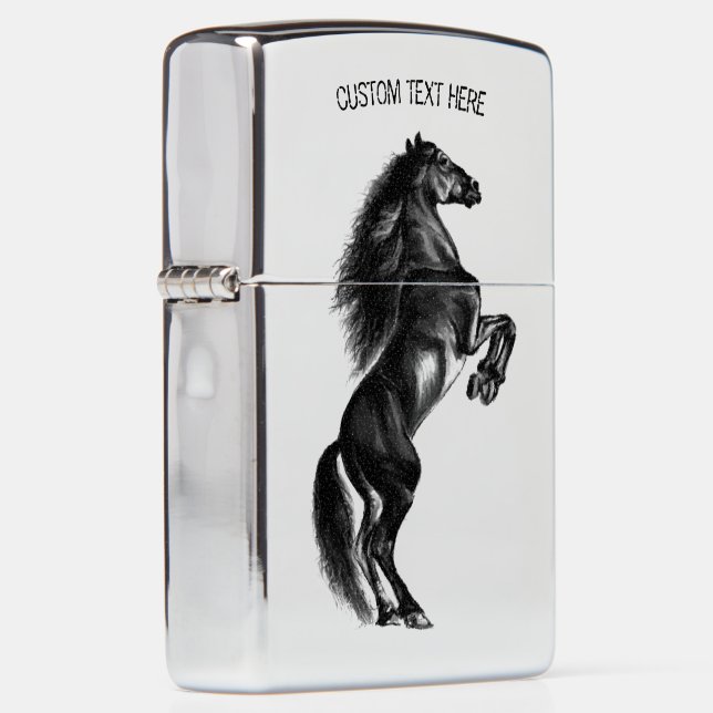 Personalized Upright Black Horse Zippo Lighters | Zazzle