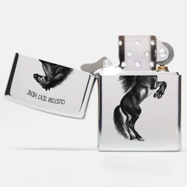 Personalized Upright Black Horse Zippo Lighters | Zazzle
