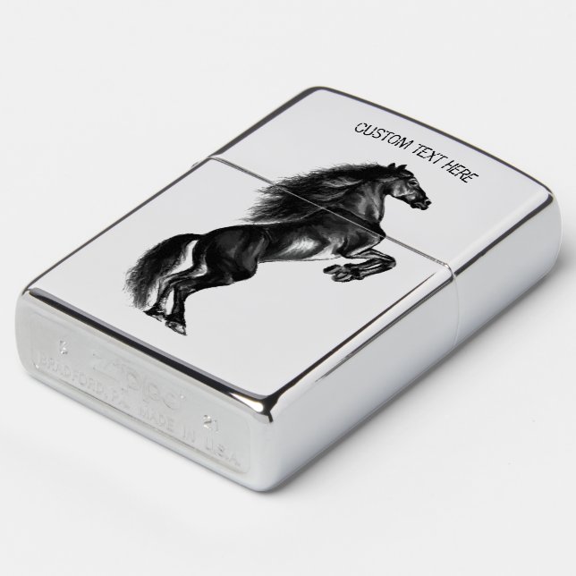 Personalized Upright Black Horse Zippo Lighters | Zazzle