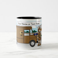 Personalized UPS Driver - Female Cartoon Two-Tone Coffee Mug