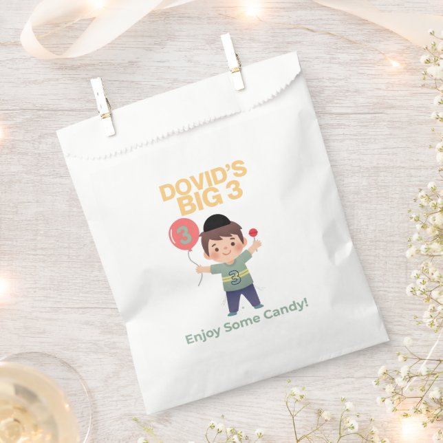 Personalized Upsherin Boy Favor Bags/Pekalach Favor Bag (Clipped)