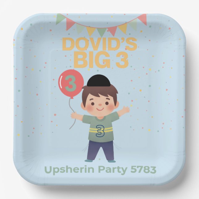 Personalized Upsherin Party plates (Front)