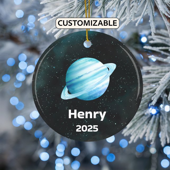 Personalized Uranus Ornament, Solar System, Planet Ceramic Ornament (Creator Uploaded)