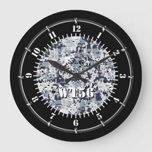 Personalized Urban Grey Camouflage on a Large Clock