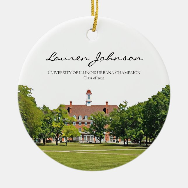 Personalized Urbana Champaign Graduation Ceramic Ornament (Front)