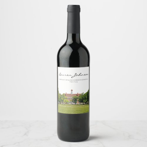 Personalized Urbana Champaign Graduation Wine Label