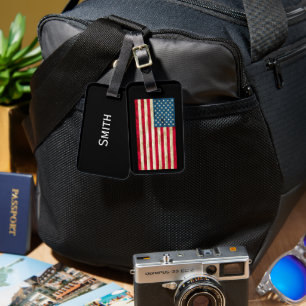 Personalized US Flag American Flag Luggage Tag