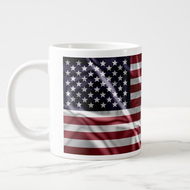 Personalized US Flag Red, White Stripes Stars Blue Giant Coffee Mug (Left)
