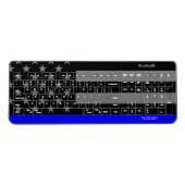 Personalized US Flag Thin Blue Line Symbol on Wireless Keyboard (Front)