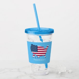 Personalized US Map and Flag Red Blue White 
