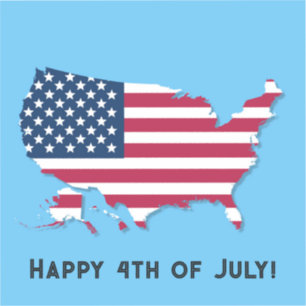 Personalized US Map and Flag Red White Blue Sticker