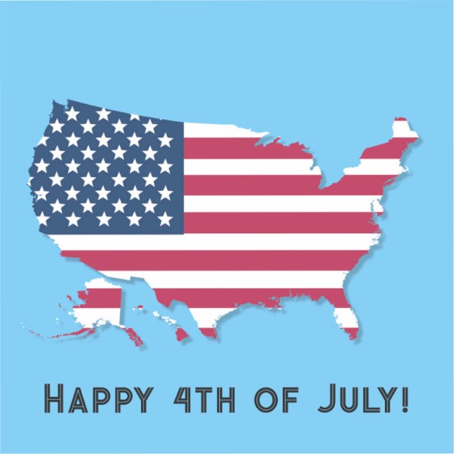 Personalized US Map and Flag Red White Blue Sticker (Front)