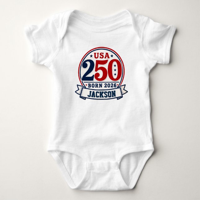 Personalized USA 250 Baby Bodysuit (Front)