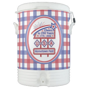 Personalized USA 250–Patriotic Retro Marquee Beverage Cooler