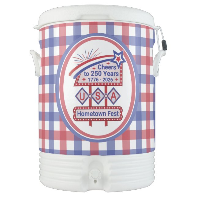 Personalized USA 250–Patriotic Retro Marquee Beverage Cooler (Front)