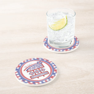 Personalized USA 250–Patriotic Retro Marquee Coaster
