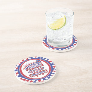 Personalized USA 250–Patriotic Retro Marquee Coaster