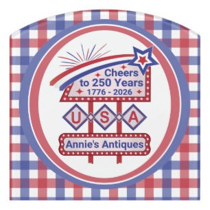 Personalized USA 250–Patriotic Retro Marquee Door Sign