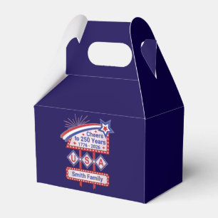 Personalized USA 250–Patriotic Retro Marquee Favor Boxes
