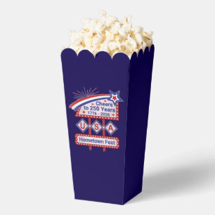 Personalized USA 250–Patriotic Retro Marquee Favor Boxes