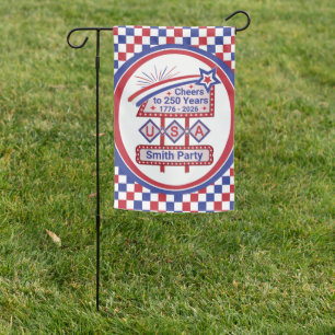 Personalized USA 250–Patriotic Retro Marquee Garden Flag
