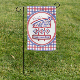 Personalized USA 250–Patriotic Retro Marquee Garden Flag