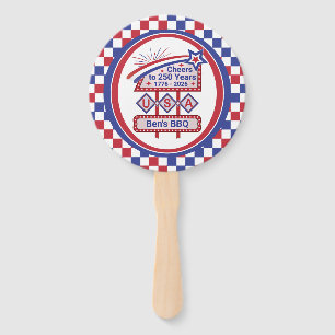 Personalized USA 250–Patriotic Retro Marquee Hand Fan