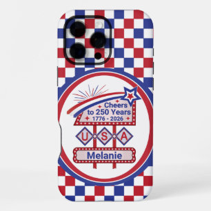 Personalized USA 250–Patriotic Retro Marquee iPhone 16 Pro Max Case