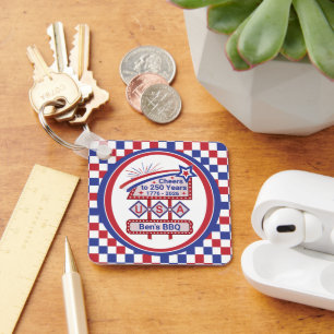 Personalized USA 250–Patriotic Retro Marquee Keychain