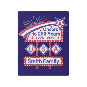 Personalized USA 250–Patriotic Retro Marquee Metal Print