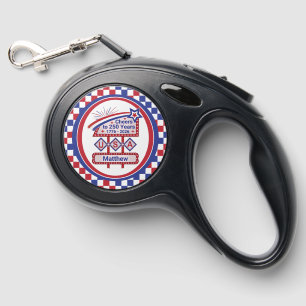 Personalized USA 250–Patriotic Retro Marquee Retractable Pet Leash