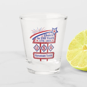 Personalized USA 250–Patriotic Retro Marquee Shot Glass