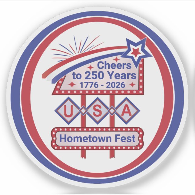 Personalized USA 250–Patriotic Retro Marquee Sticker (Front)