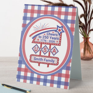 Personalized USA 250–Patriotic Retro Marquee Table Tent