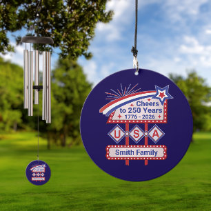 Personalized USA 250–Patriotic Retro Marquee Wind Chime
