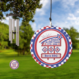 Personalized USA 250–Patriotic Retro Marquee Wind Chime