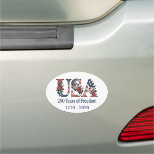 Personalized USA 250 Years Of Freedom 1776 2026 Car Magnet