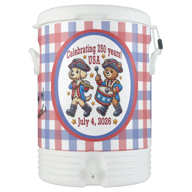Personalized USA 250th Anniversary Souvenir Beverage Cooler (Front)