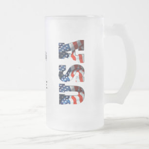 PERSONALIZED USA 3D Patriotic Frosted Beer Mug