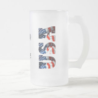 PERSONALIZED USA 3D Patriotic Frosted Beer Mug