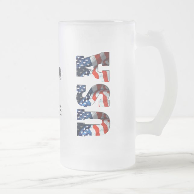 PERSONALIZED USA 3D Patriotic Frosted Beer Mug (Right)
