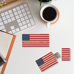 Personalized USA American Flag Monogrammed DIY USB Wood Flash Drive