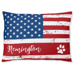 Personalized USA American Flag Patriotic Dog  Pet Bed